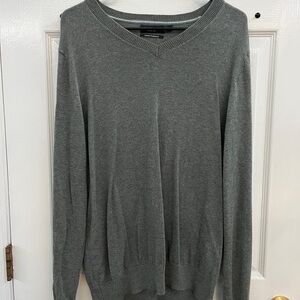 Nautica Gray V-Neck Sweater Lightweight Knit SM